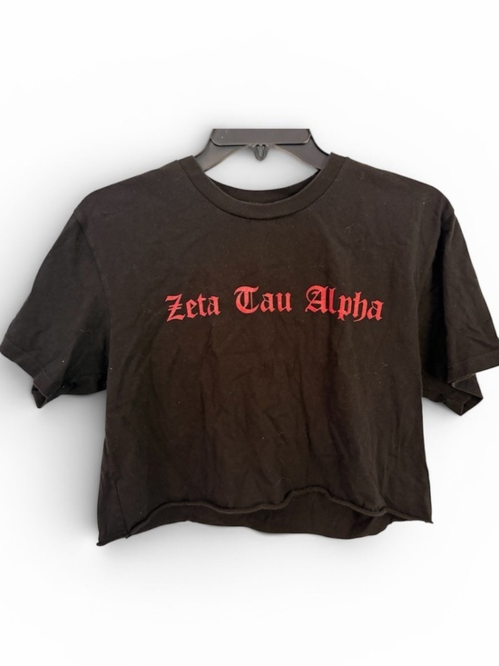 ZETA S Cropped Black Logo Rocker Tee T-Shirt Top